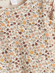 LCW Kids Beige Long Sleeve Floral Patterned Girls T-Shirt