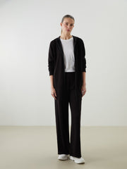 LCW Classic Black Hooded Oversize Women Zippered Sweatshirt