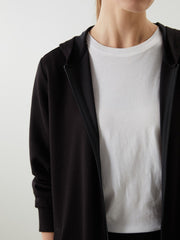 LCW Classic Black Hooded Oversize Women Zippered Sweatshirt