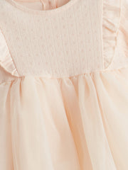 LCW Baby Beige Crew Neck Tutu Baby Girl Dress