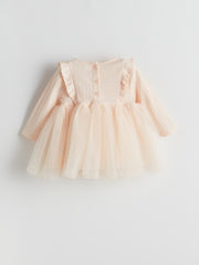 LCW Baby Beige Crew Neck Tutu Baby Girl Dress