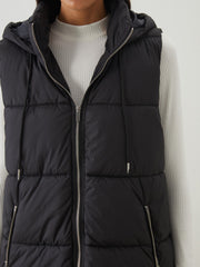 LCW Modest Black Hooded Women Puffer Vest