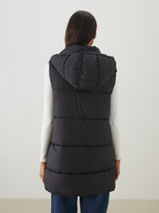LCW Modest Black Hooded Women Puffer Vest