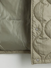 LCW Modest Khaki Stand Collar Quilted Women Puffer Vest