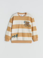 LCW Kids Beige Crew Neck Printed Boys Sweatshirt