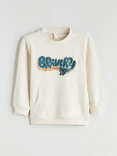 LCW Kids Beige Crew Neck Printed Boys Sweatshirt