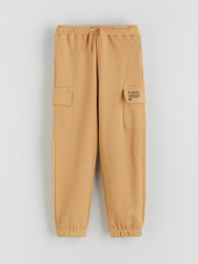 LCW Kids Beige Elastic Waist Printed Boys Tracksuit Bottoms