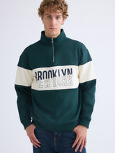 Xside Green Stand Collar Color Block Men Sweatshirt
