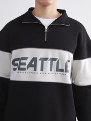 Xside Funnel Neck Color Block Men Sweatshirt