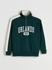 Xside Funnel Neck Printed Men Sweatshirt