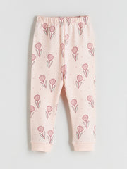 Lc Waikiki Pink Crew Neck Printed Baby Girl Pajama Set