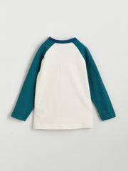 LCW Kids Beige Crew Neck Printed Long Sleeve BoyS T-Shirt 2-Pack