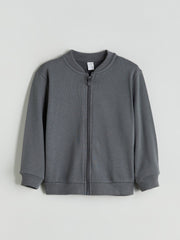 LCW Kids Gray Basic Boys Zippered Sweatshirt