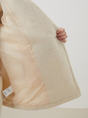 LCW Modest Ecru Double-Breasted Oversize Women Cashmere Coat