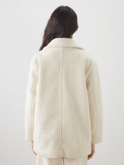 LCW Modest Ecru Double-Breasted Oversize Women Cashmere Coat