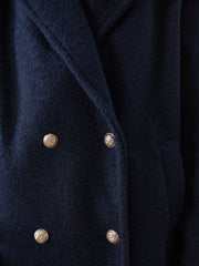 LCW Modest Ecru Double-Breasted Oversize Women Cashmere Coat