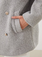 LCW Modest Ecru Double-Breasted Oversize Women Cashmere Coat