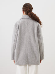 LCW Modest Ecru Double-Breasted Oversize Women Cashmere Coat