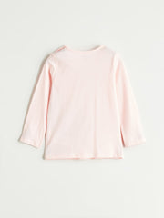 LCW Baby Pink Crew Neck Baby Girl T-Shirt And Sweatpants