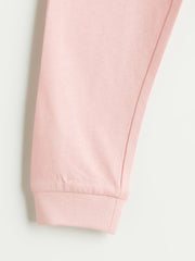 LCW Baby Pink Crew Neck Baby Girl T-Shirt And Sweatpants