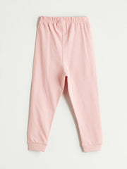 LCW Baby Pink Crew Neck Baby Girl T-Shirt And Sweatpants