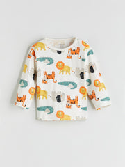 LCW Baby Beige Printed Baby Boy Pajama Set 2-Piece