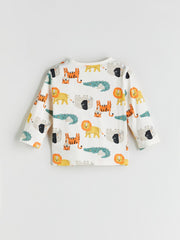 LCW Baby Beige Printed Baby Boy Pajama Set 2-Piece