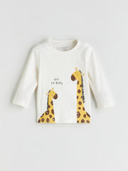 LCW Baby Beige Printed Baby Boy Pajama Set 2-Piece