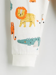 LCW Baby Beige Printed Baby Boy Pajama Set 2-Piece