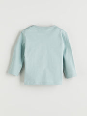 LCW Baby Blue Crew Neck Printed Baby Boy Pajama Set 2-Piece