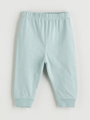 LCW Baby Blue Crew Neck Printed Baby Boy Pajama Set 2-Piece