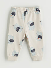 LCW Baby Blue Crew Neck Printed Baby Boy Pajama Set 2-Piece