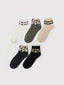 LCW Dream Ecru Leopard Patterned Women Ankle Socks 5-Pack