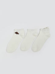 LCW Dream Ecru Printed Women Ankle Socks 3-Pack