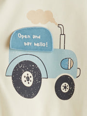 LCW Baby Beige Crew Neck Printed Baby Boy Sweatshirt And Tracksuit Bottom 2-Pack