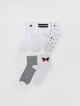LCW Dream Ecru Printed Women Ankle Socks 5-Pack