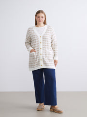 LCW Classic Brown V-Neck Patterned Women Knitwear Cardigan