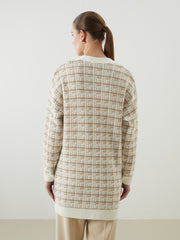 LCW Classic Brown V-Neck Patterned Women Knitwear Cardigan