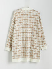 LCW Classic Brown V-Neck Patterned Women Knitwear Cardigan