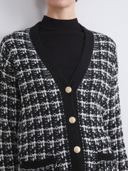 LCW Classic Brown V-Neck Patterned Women Knitwear Cardigan