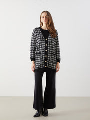 LCW Classic Brown V-Neck Patterned Women Knitwear Cardigan