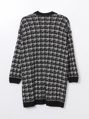 LCW Classic Brown V-Neck Patterned Women Knitwear Cardigan