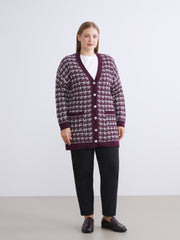 LCW Classic Brown V-Neck Patterned Women Knitwear Cardigan