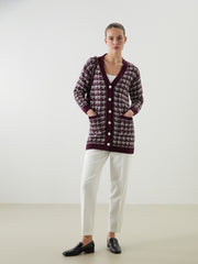 LCW Classic Brown V-Neck Patterned Women Knitwear Cardigan