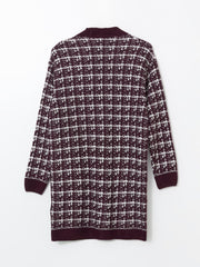 LCW Classic Brown V-Neck Patterned Women Knitwear Cardigan