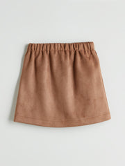 LCW Kids Brown Elastic Waist Suede Girl Skirt