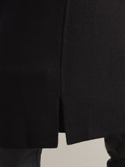 LCW Modest Black Elastic Waist Slit Knit Skirt