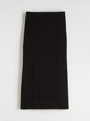 LCW Modest Black Elastic Waist Slit Knit Skirt