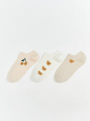 LCW Dream Pink Printed Women Sneaker Socks 3-Pack