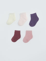 LCW Baby Pink Basic Baby Girl Towel Socks 5-Pack